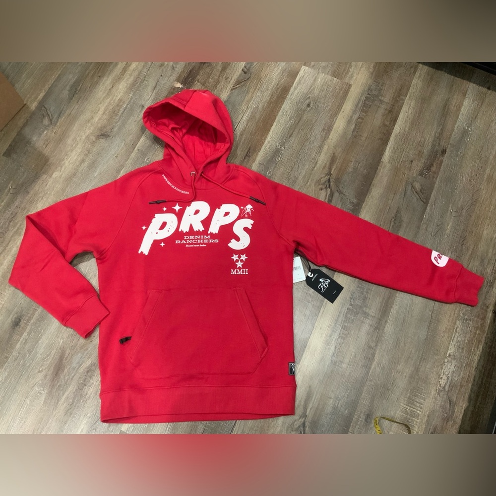 New Prps RED Ranchers Fleece Hoodie E102S35 Men's Sz M